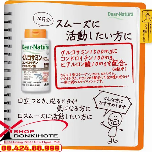 Glucosamin Dear Natura 180 viên bổ xương khớp có thành phần rất tốt cho cơ thể Glucosamin Dear Natura 180 viên bổ xương khớp có thành phần rất tốt cho cơ thể