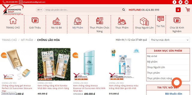 DONKIHOTE SHOP cung cấp đa dạng mỹ phẩm Nhật cho bạn thỏa sức mua sắm