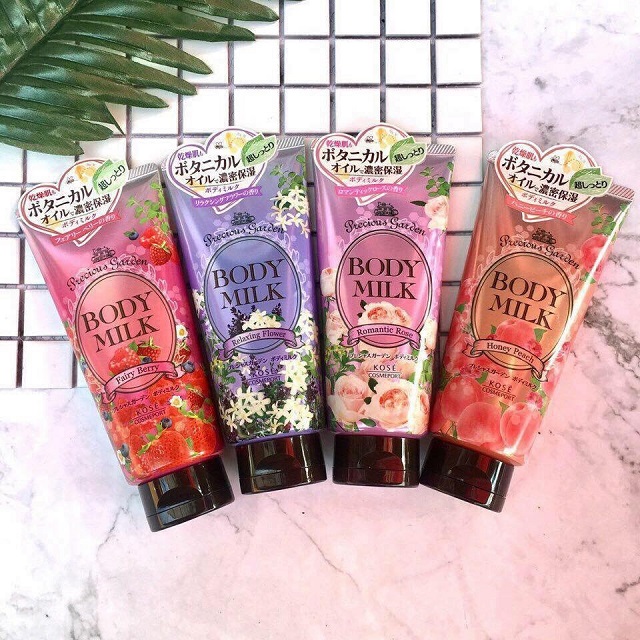 Review kem dưỡng trắng da body của Nhật Kose Precious Garden Body Milk